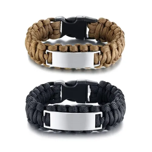 BTM467 Outdoor sports bracelet for men and women, titanium steel curved braided bracelet, black brown, can be engraved