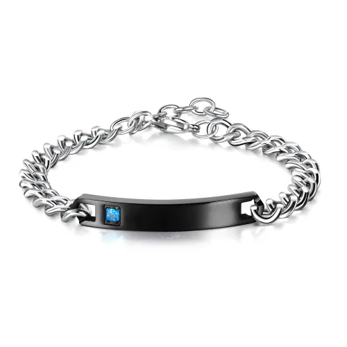 BTM160 Smooth Titanium Steel Couple Bracelet Diamond Jewelry Engraved