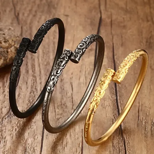 BTM554 Taobao Jewelry Trendy Brand Gold Hoop Men's Titanium Steel Hoop Spell Bracelet