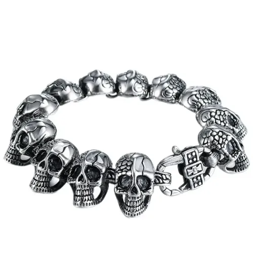BTM601 Totem pattern titanium steel skull bracelet punk men's stainless steel headband