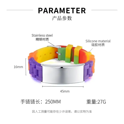 BTM139 Camouflage silicone men's bracelets colorful stainless steel glossy bracelets for men