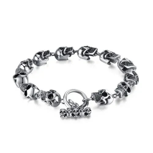 BTM232 Titanium steel men's stainless steel skull ot buckle bracelet