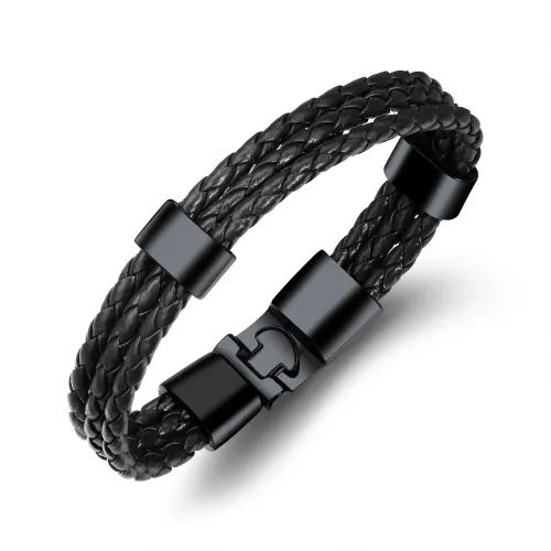 BTM320 Leather multi-layer alloy braided leather bracelet bracelet