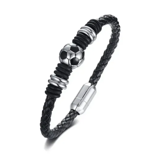 BTM561 Jewelry bracelet 20.5CM titanium steel football accessories leather men's bracelet