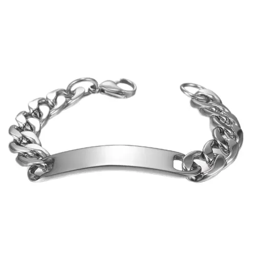 BTM593 Curved brand glossy men's stainless steel bracelet