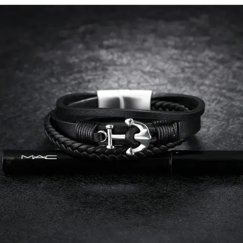 BTM299 Leather bracelet, bracelet, punk style braided multi-layer bracelet, magnetic buckle