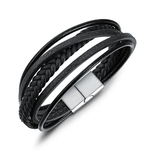 BTM161 Single product -woven multi-layer men's leather ethnic style bracelet