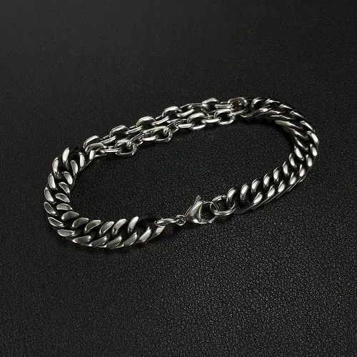 BTM209 Titanium Steel Cross Chain Spliced Stainless Steel Men's Cuban Bracelet