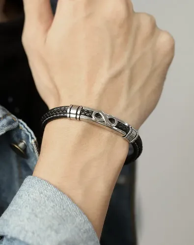 BTM204 Hip Hop Men's Bracelet Braided Bracelet Jewelry Infinity 8 Number Infinity Leather Bracelet