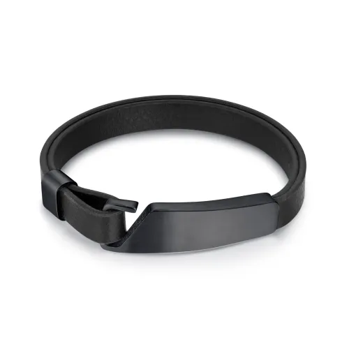 BTM338 Smooth hook buckle stainless steel bracelet, elegant men's leather bracelet