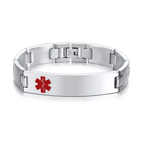 BTM450 Watch chain men's titanium steel surface brushed curved bracelet medical bracelet can be engraved