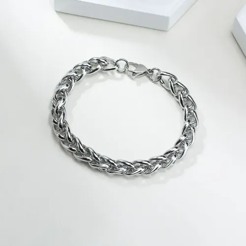 BTM407 Stainless steel flower basket chain steel color men's titanium steel thick bracelet jewelry