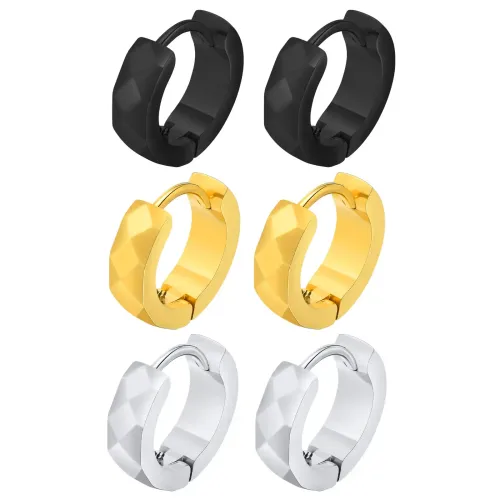 ETM116 Men's Stainless Steel Round Earrings Fashionable Durable Jewelry