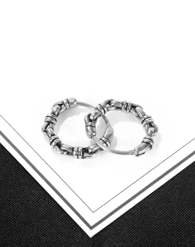 ETM30 Men's Titanium Steel Rope Knot Stud Earrings Fashionable Durable Jewelry