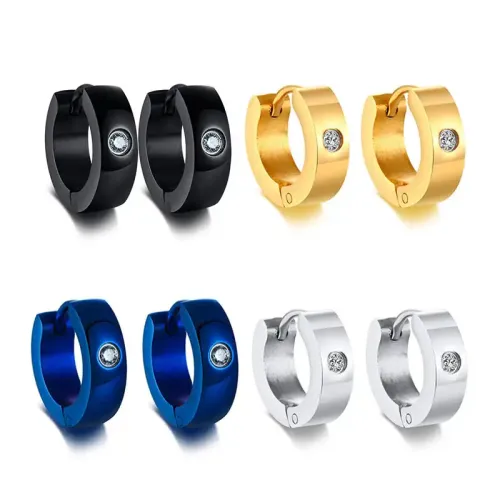 ETM119 Blue Hoop Earrings for Men Women Stylish Unisex Earrings Collection