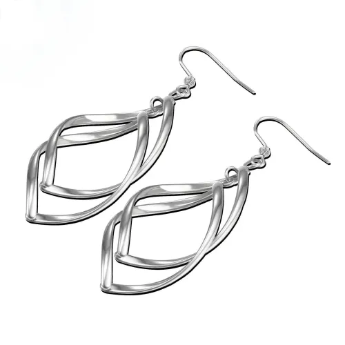 ETM185 Elegant Leaf Hollow Titanium Steel Earrings Women's Stainless Jewelry