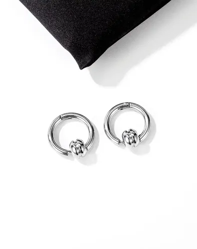 ETM92 Men's Titanium Steel Circle Earrings Trendy Nightclub Street Style Photo Accessory