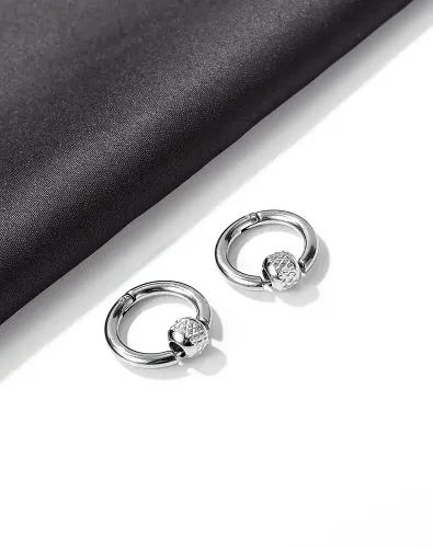 ETM93 Titanium Steel Mesh Circle Stud Earrings for Men Modern Male Jewelry