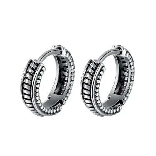 ETM27 Stylish Hip-Hop C-Shaped Stainless Steel Earrings for Boyfriend