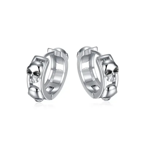ETM7 Hip Hop Skull Earrings for Men Stainless Steel Fashion Statement Jewelry