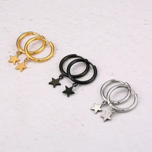 ETM184 Unisex Stainless Steel Titanium Star Earrings Jewelry for Men Women