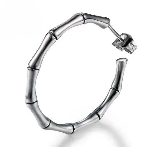 ETM189 Women's Large Round Bone Knuckle Earrings Titanium Steel Jewelry