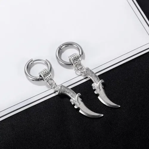 ETM88 Hip Hop Alloy Small Dagger Earrings Unisex Circle Studs for Men and Women