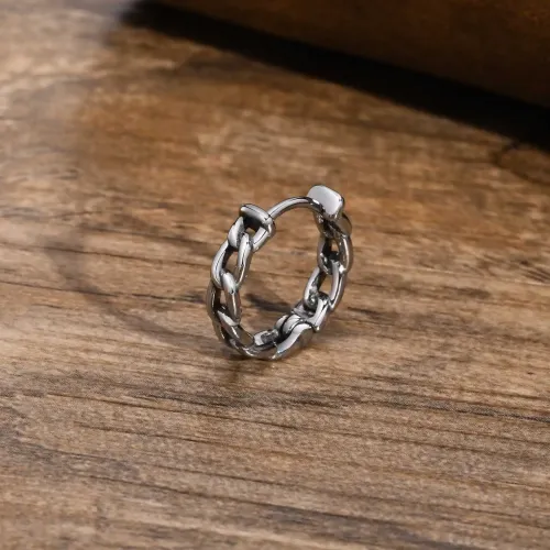 ETM160 Black Stainless Steel Chain Earrings for Men Sleek Jewelry Accessory