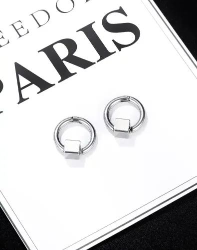 ETM76 Men's Titanium Steel Stud Earrings Hip Hop Punk Circle Geometric Trend