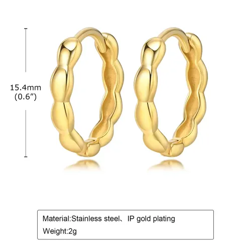 ETM173 Hip Hop Stainless Steel Men's Earrings Rice Bead Pattern Ear Buckles for Men