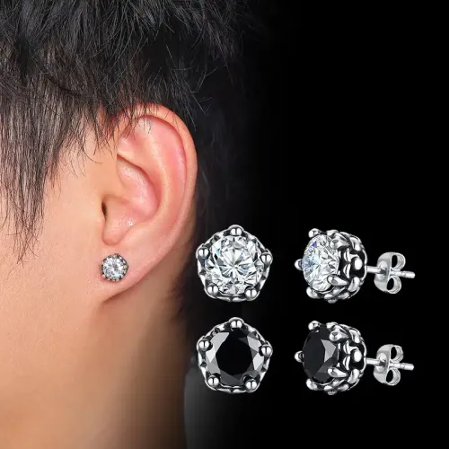 ETM148 Punk Zircon Stud Earrings Chic Stainless Steel Jewelry for Every Style