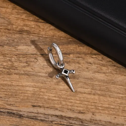 ETM115 Men's Stainless Steel Cross Agate Earrings Stylish Ear Jewelry for Men