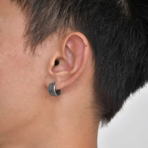 ETM138 Chic U-Shaped Earrings in Stainless Old Titanium Steel for Trendy Jewelry