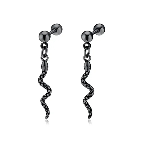 ETM71 Hip Hop Snake Earrings Stainless Steel Unisex Jewelry