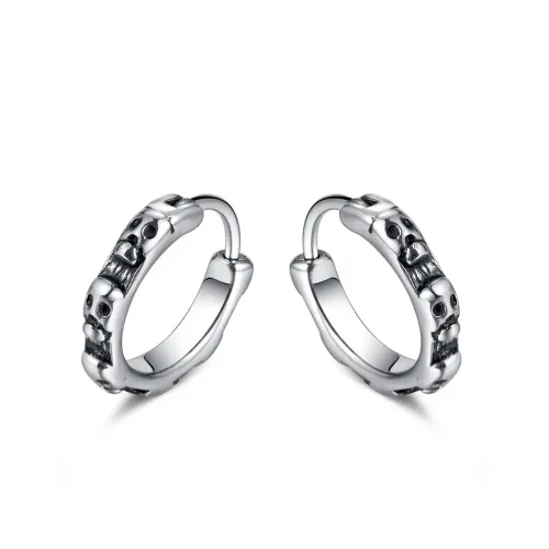 ETM6 Skull Stud Earrings Titanium Stainless Steel Fashion Jewelry for Men and Women