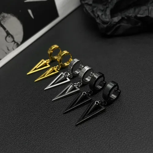 ETM35 Hip Hop Titanium Steel Stud Earrings Triangular Taper Design