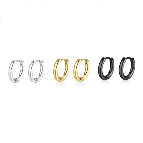 ETM149 2mm Round Tube Stainless Steel Earrings Unisex Fashion for Men Women