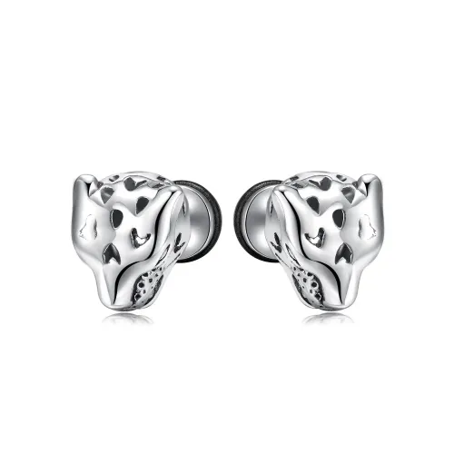 ETM83 Cheetah Leopard Head Earrings Hip-Hop Titanium Steel Unisex Jewelry