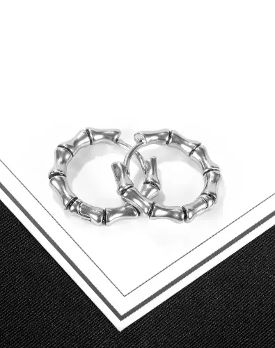 ETM33 Hip Hop Bamboo Style Men's Titanium Steel Earrings Trendy Jewelry