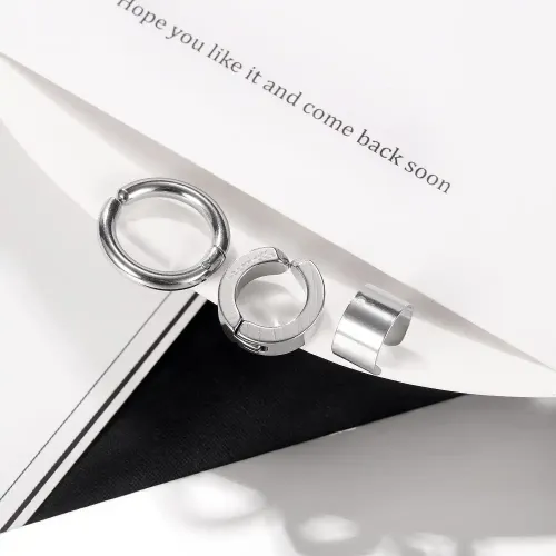 ETM42 Circle Titanium Steel Ear Clip Earrings Hip Hop Unisex Accessory