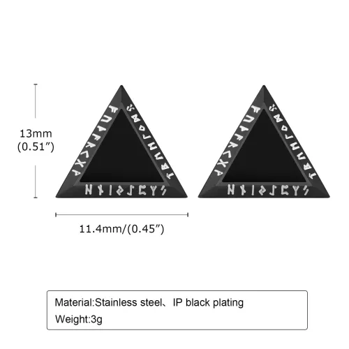 ETM155 Stainless Steel Viking Symbol Stud Earrings Men's Triangular Corrosion-Resistant Jewelry