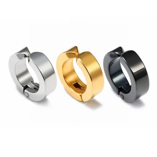 ETM181 Black Gold Stainless Steel Ear Clip Men's Luxury Jewelry Earrings