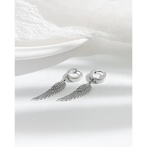 ETM73 Unisex Punk Angel Wings Earrings Titanium Stainless Steel Fashion Accessory