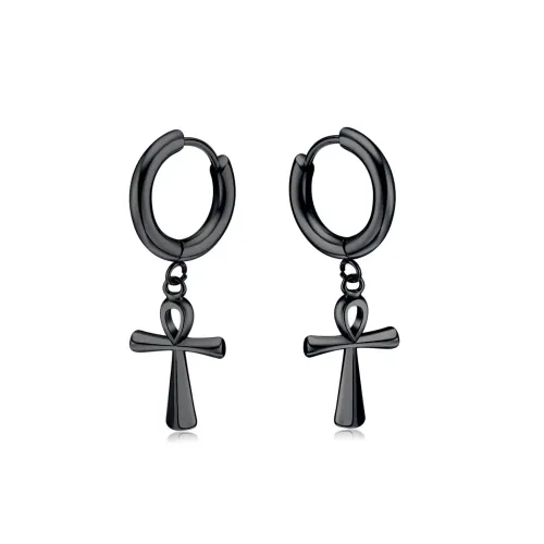 ETM24 Unisex Stainless Steel Punk Cross Ear Clip Earrings for Men and Women
