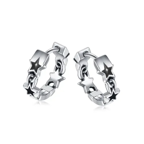 ETM16 Trendy Stainless Steel Oil Drip Star Earrings Fashionable Five-Pointed Jewelry