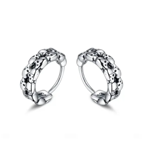 ETM4 Skull Stud Earrings Punk Titanium Stainless Steel Fashion Accessory