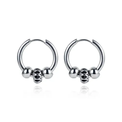 ETM39 Elegant Beaded Stainless Steel Stud Earrings Fashion Jewelry Women