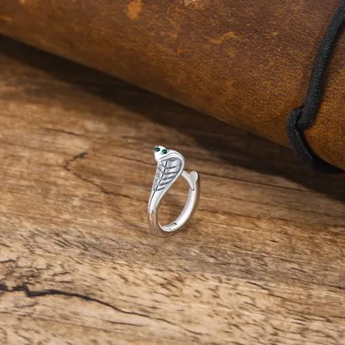 ETM134 Green Zircon Cobra Stud Earrings Men's Stainless Steel Snake Earrings