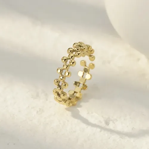 RTM2447 Women's 14K Gold Adjustable Ring Molecular Splicing,Stainless Steel