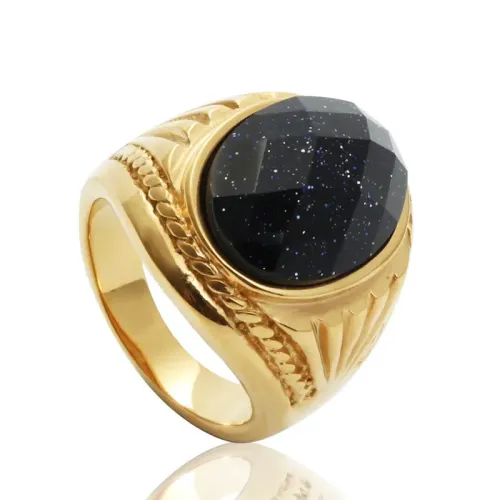 RTM2088 Gypsophila Gemstone Ring in Stainless Steel with Purple Sand Finish Elegant Jewelry